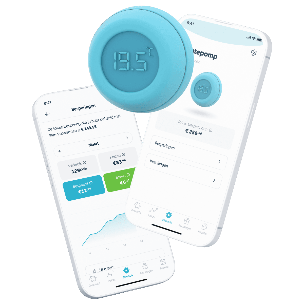 App scherm met resultaten van Slim Verwarmen